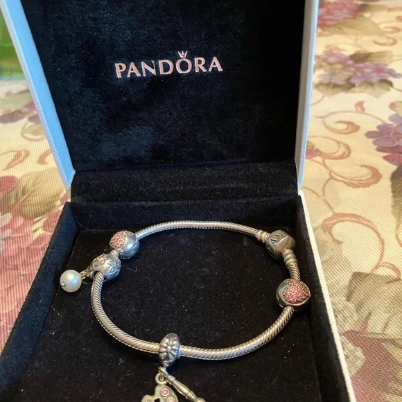 PANDORA BRACELET WITH CHARMS NEW IN BOX UNWORN - Picture 10 of 14